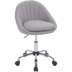 WOLTU Chaise Bureau Pivotante Chaise Coiffeuse en Lin Double Coussin Réglable en Hauteur Gris W0ATT0620