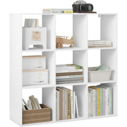 Bibliothèque Cubique à 9 Compartiments Ouverts Woltu tagère de Rangement, Étagère à Livres, Meuble de Rangement, 94x29, 5x93 cm, Blanc
