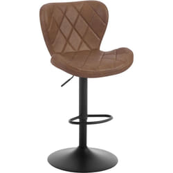 Tabouret de Bar, Tabouret de Cuisine à Hauteur Réglable, Chaise de Bar Pivotante en Similicuir avec Repose-Pieds et Dossier, Marron - Woltu