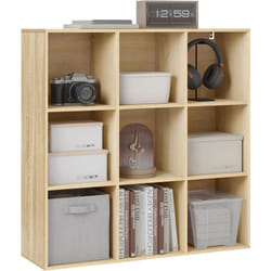 Woltu - Bibliothèque avec 9 Compartiments 94x29,5x93 cm, Étagère Cubique, Cloison à Cubes Ouvertes, Meuble de Rangement Autoportant, Chêne Clair