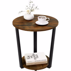Avec 2 tablettes sur 2 niveaux, la table basse ronde peut offrir assez d'espace pour vases, livres, lampes, téléphones portab ...