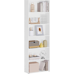 Bibliothèque Woltu tagère à 6 Niveaux, Étagère Ouverte, Meuble Autoportant, Étagère de Rangement, 60x180x23,5 cm, Blanc