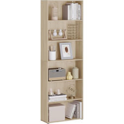Bibliothèque Woltu tagère à 6 Niveaux, Étagère Ouverte, Meuble Autoportant, 60x180x23,5 cm, Chêne Clair