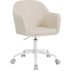 Woltu - Chaise Bureau Velours Chaise Coiffeuse Réglable en Hauteur, Fauteuil de Bureau Ergonomique, Fauteuil Pivotant, Beige