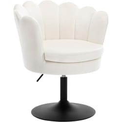 Chaise de Coiffeuse Woltu Chaise en Velours, Fauteuil avec Siège Rembourré, Chaise Pivotante 360°, Hauteur Réglable 43-55cm, Crème