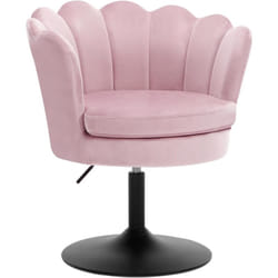 Chaise de Coiffeuse Woltu Chaise en Velours, Fauteuil avec Siège Rembourré, Chaise Pivotante 360°, Hauteur Réglable 43-55cm, Rose