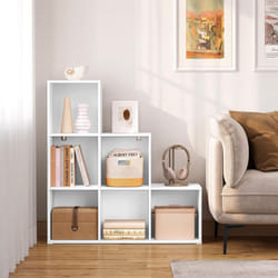 Woltu - Bibliothèque avec 6 Cubes 90x30x90cm, Étagère d'Escalier, Meuble de Rangement à Cubes, Étagère en Bois d'Ingénierie, Blanc