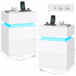 - Fabriquée en panneaux de particules de qualité E1, la table d'appoint avec multiprise est robuste, résistante aux rayures, ...