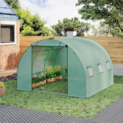 Serre de Jardin Tunnel Woltu Serre de Jardin, 6 Fenêtres Latérales, 1 Porte Zippée Enrouleur, 300x300x200 cm, Vert