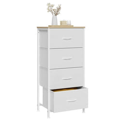 Commode WOLTU Meuble à 4 Tiroirs en Tissu Métal et Bois dIngénierie E1 Blanc W0ITT5038