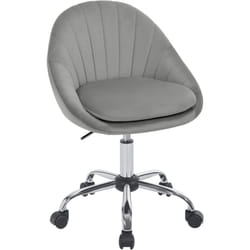Woltu - Chaise Bureau Chaise Coiffeuse en Velours, Chaise Pivotante Réglable en Hauteur, Gris Clair