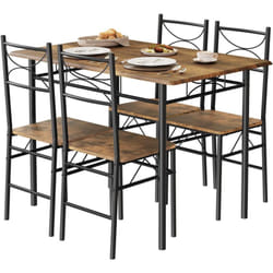 Woltu - Table à Manger avec 4 Chaises Ensemble Table et 4 Chaises en mdf et Métal, Table de Cuisine pour 4 Personnes, Marron Rustique + Noir