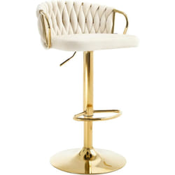 Tabouret de Bar Woltu Tabouret Pivotant à 360°, Hauteur Réglable, Velours + Métal, Crème