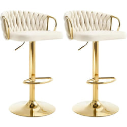 Lot de 2 Tabourets de Bar Woltu Tabourets Pivotant à 360°, Hauteur Réglable, Velours + Métal, Crème
