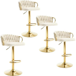 Lot de 4 Tabourets de Bar Woltu Tabourets Pivotant à 360°, Hauteur Réglable, Velours + Métal, Crème