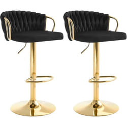 Lot de 2 Tabourets de Bar Woltu Tabourets Pivotant à 360°, Hauteur Réglable, Velours + Métal, Noir