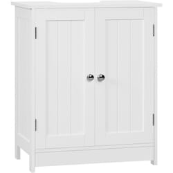 Meuble Salle de Bain sur Pied WOLTU, Armoire sous Lavabo, Meuble sous Lavabo, avec Étagère Réglable et Portes, 50x60x30cm, Blanc
