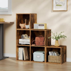 Bibliothèque WOLTU - 6 Compartiments - Étagère Escalier - DIY Possible - 90x30x90cm - Marron Rustique W0ATT0865