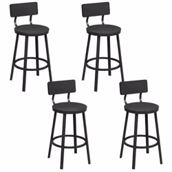 Tabouret de Bar Lot de 4 - WOLTU Tabouret Cuisine - Métal et MDF - Noir W0ATT0881-4
