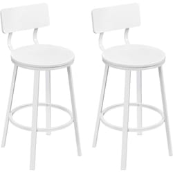 Lot de 2 Tabouret de Bar WOLTU, Chaise de Bar, avec Repose-Pieds et Dossier, en Métal et MDF, Blanc