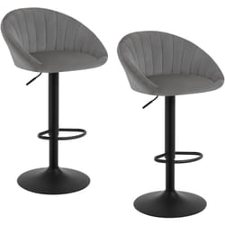 Lot de 2 Tabouret de Bar Woltu Chaise de Bar Pivotante Réglable en Hauteur, Tabouret Cuisine en Velours et métal, Gris foncé