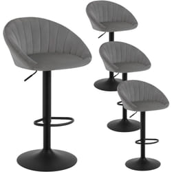 Lot de 4 Tabouret de Bar Woltu Chaise de Bar Pivotante Réglable en Hauteur, Tabouret Cuisine en Velours et métal, Gris foncé