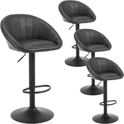 Lot de 4 Tabouret de Bar Woltu Chaise de Bar Pivotante Réglable en Hauteur, Tabouret Cuisine en Similicuir Vintage et métal, Anthracite