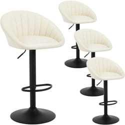 Lot de 4 Tabouret de Bar Woltu Chaise de Bar Pivotante Réglable en Hauteur, Tabouret Cuisine en Similicuir Vintage et métal, Beige