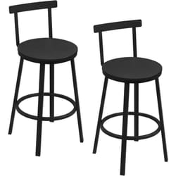 Lot de 2 Tabouret de Bar Woltu Tabouret Haut avec Repose-Pieds et Dossier, Cadre en Métal et Siège en mdf, Noir