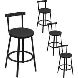 Lot de 4 Tabouret de Bar WOLTU, Tabouret Haut avec Repose-Pieds et Dossier, Cadre en Métal et Siège en MDF, Noir