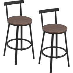Lot de 2 Tabouret de Bar Woltu Tabouret Haut avec Repose-Pieds et Dossier, Cadre en Métal et Siège en mdf, Chêne foncé