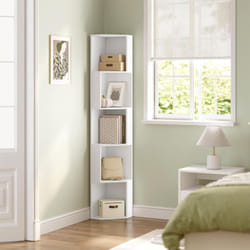 Bibliothèque Étagère Rangement Woltu Bibliothèque Angle, Meuble Étagère, avec 5 Casiers Ouverts, Blanc