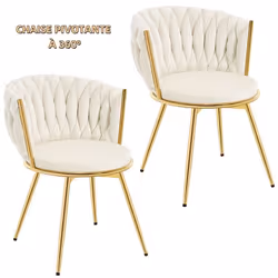 Chaise Pivotante Lot de 2 - WOLTU Chaise Salle à Manger en Velours - Pieds en Métal - Beige W0ATT0960-2