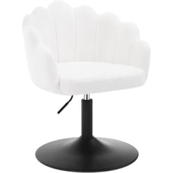 Chaise de Coiffeuse WOLTU, Fauteuil Pivotant en Tissu Bouclé, Réglable en Hauteur, Blanc
