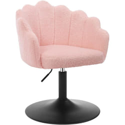 Chaise de Coiffeuse WOLTU, Fauteuil Pivotant en Tissu Bouclé, Réglable en Hauteur, Rose Clair