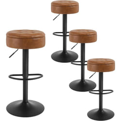 Lot de 4 Tabouret Bar Woltu Tabouret Pivotant à 360°, Similicuir + Métal, Marron