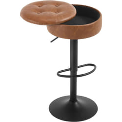 Tabouret Bar Woltu Tabouret Pivotant à 360°, Similicuir + Métal, Marron