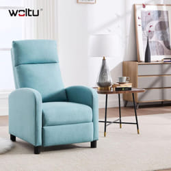 Fauteuil Relax Woltu Canapé avec Appui-tête, Dossier et Repose-Pieds Réglables, Assise Rembourrée, Lin, Bleu