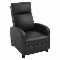 Fauteuil Relax en PU - WOLTU Fauteuil Inclinable Rembourrée - Dossier et Repose-Pieds Réglables Appui-tête - Noir