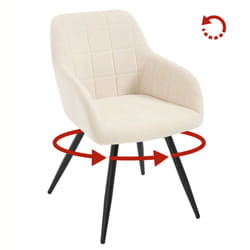 Chaise Pivotante Salle à Manger Woltu Fauteuil Salle à Manger en Velours, Pieds en Métal, Beige