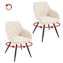 Lot de 2 Chaises Pivotante Salle à Manger Woltu Fauteuil Salle à Manger en Velours, Pieds en Métal, Beige