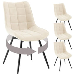 Lot de 4 Chaises Pivotantes Salle à Manger Woltu Chaises de Cuisine, Tissu en Velours, Pieds en Métal, Beige