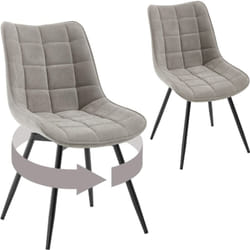 Lot de 2 Chaises Pivotantes Salle à Manger Woltu Chaises de Cuisine, Tissu en Velours, Pieds en Métal, Gris Clair