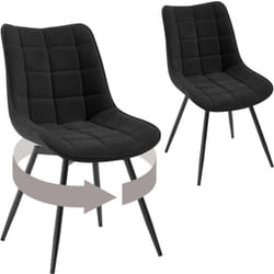 Lot de 2 Chaises Pivotantes Salle à Manger Woltu Chaises de Cuisine, Tissu en Velours, Pieds en Métal, Noir