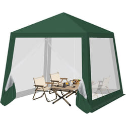 Tonnelle de Jardin Extérieur 3 x 3 m Woltu Pergola Jardin avec Moustiquaire, Parois Latérales en Maille, Barnum , Hexagone, Vert