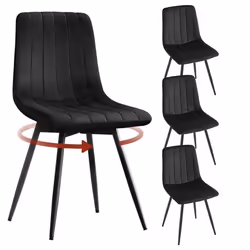 Chaises Pivotantes Salle à Manger - Lot de 4 - Klihome Chaise en Velours+Métal - pour SalonChambre à Coucher - Noir