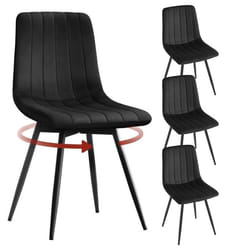Chaises Pivotantes Salle à Manger - Lot de 4 - Klihome Chaise en Velours+Métal - pour SalonChambre à Coucher - Noir