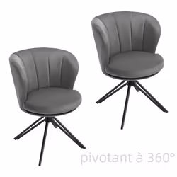WOLTU Chaises Pivotantes Salle à Manger Lot de 2 - Chaises salon en Velours - Dossier Enveloppant - Gris Foncé