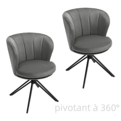 WOLTU Chaises Pivotantes Salle à Manger Lot de 2 - Chaises salon en Velours - Dossier Enveloppant - Gris Foncé