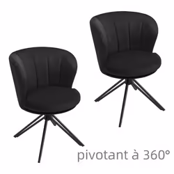 WOLTU Chaises Pivotantes Salle à Manger Lot de 2 - Chaises salon en Velours - Dossier Enveloppant - Noir